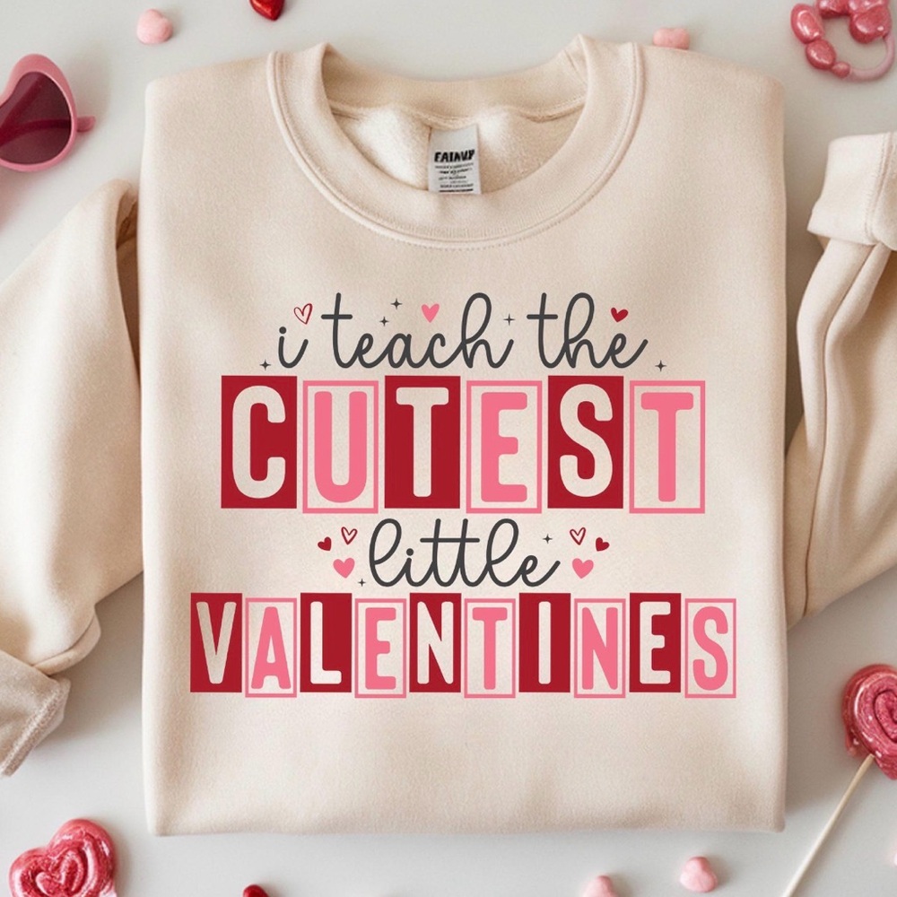 Gildan Cream Valentine's  woman Sweatshirt